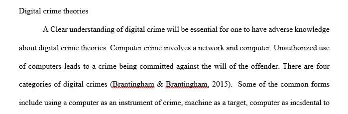 Determine one (1) additional theory that a researcher could use to explain the cause of digital-crime and non-digital crime.