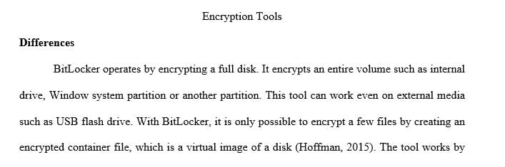 Different encryption methods that are specific to Microsoft Windows Operating Systems
