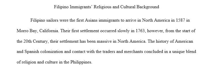 Discuss the religious and cultural background of Filipino immigrants.