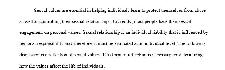 Identify and critically reflect on sexual values