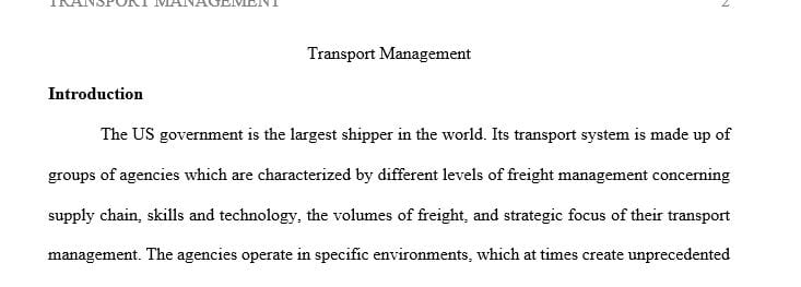 The paper should be written from a transportation management approach.