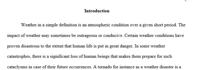 A APA style paper about a significant weather disaster