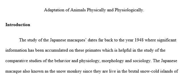 Bio Research paper about Animal Adaptations for survival.