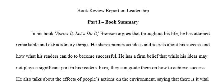 Book review Report on leadership