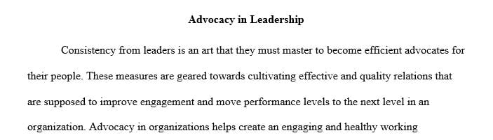 Describe advocacy strategies that you can use as a leader to create positive change in your current workplace