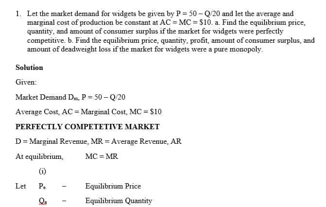 Draw the profit maximizing equilibrium for a monopolist with a standard U-shaped average cost curve