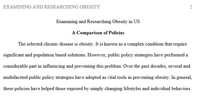 Examine and research 1 chronic disease and write a paper 