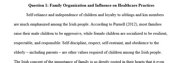 Identify sociocultural variables within the Irish Italian and Puerto Rican heritage and mention some examples.