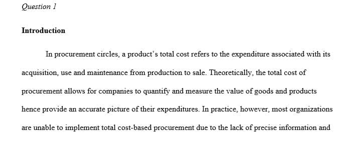 Identify the elements of the Total Cost of Procurement.