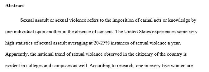 Research Paper about Sexual Assault Rape on a College Campus