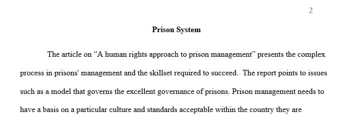 Research and locate one article pertaining to human rights initiatives in the prison system.