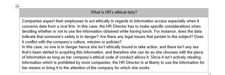 Review the HR Ethics Scenarios in the HR Ethics Scenarios Worksheet.