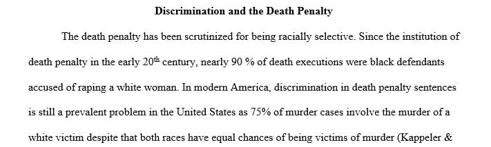 Submit a two-page case study outlining discrimination and the death penalty