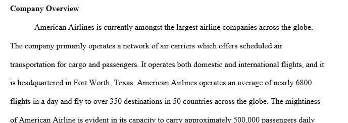 Topic of Business analysis paper about American Airline.