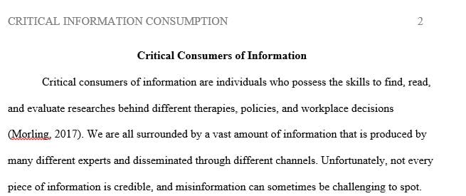 What does it mean to be a critical or smart consumer of information