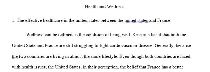 What is the culture of health and wellness in the United States between the United states and France