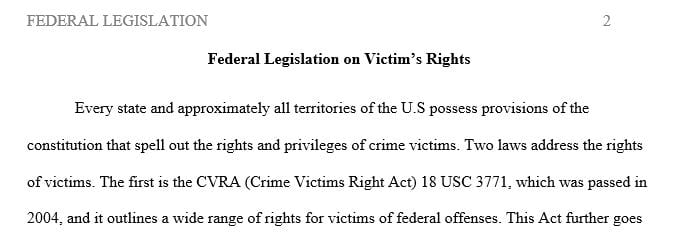 What is the piece of federal legislation on victims’ rights that is most important for victims of crime