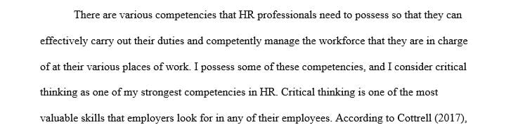 Which HR competency do you feel is your strongest based on your work experiences