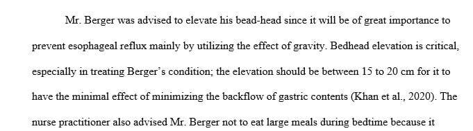 Why did his nurse practitioner tell Mr. Berger to elevate the head of his bed