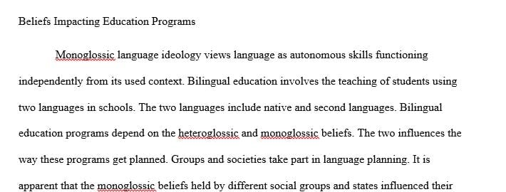 Write a 6 page paper using the following questions to demonstrate your understanding about monoglossic and heteroglossic beliefs