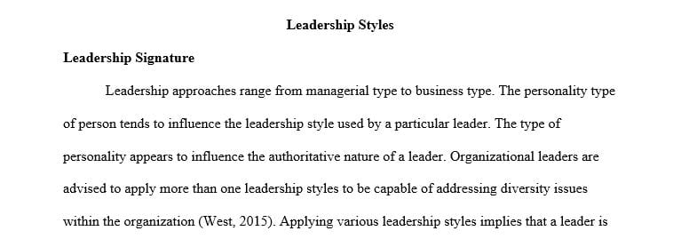 Write a 700- to 1050-word paper about your go-to and supplemental leadership styles.