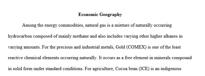 Choose ONE commodity from EACH of the three categories for a total of THREE different commodities
