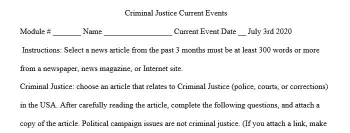 Choose an article that relates to criminal justice (police, courts, corrections) in the USA.