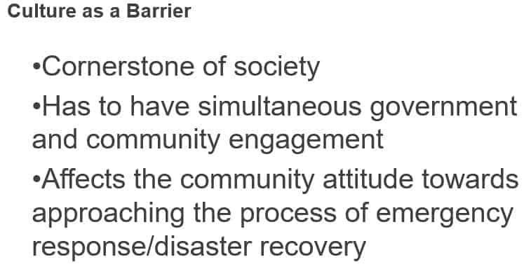 Develop a disaster recovery plan to lessen health disparities and improve access to community services after a disaster.