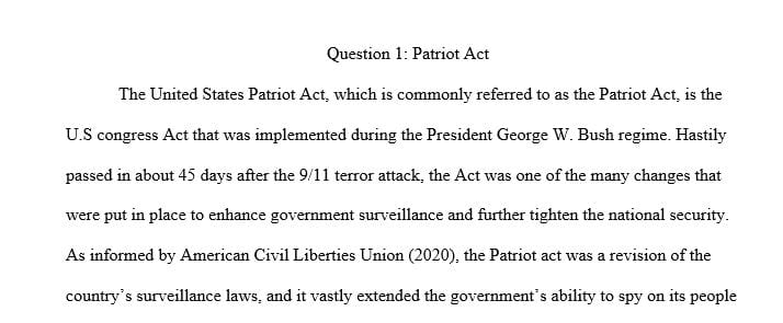 Discuss how the Patriot Act has affected our privacy rights and limited our constitutional privileges