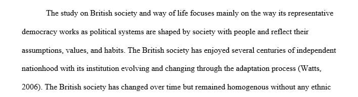 Draft a two-page paper describing the British society and the British of life.