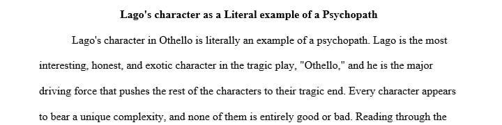 Essay about Iago from the play Othello