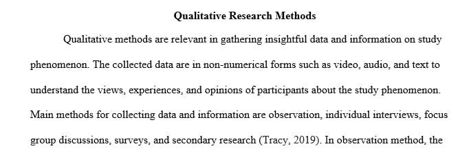 Explore the qualitative methods that could be used to collect data in your area of research