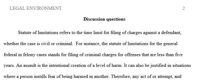 Legal Environment of Business :What is the statute of limitations?