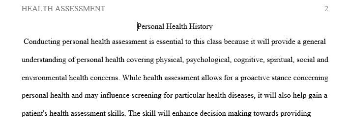 Paper on Personal Health History