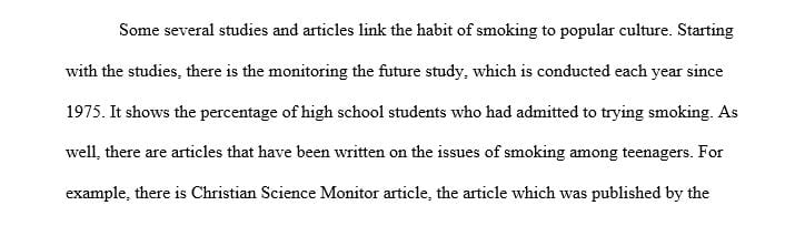 What are some of the studies and articles linking smoking to popular culture