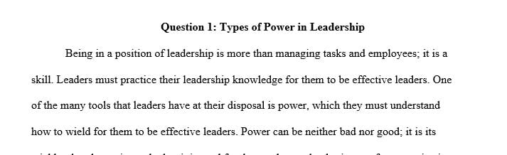 What types of power are there within leadership processes