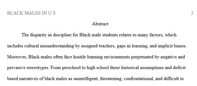 Write at 20 pages Literature Review arguing  that Black Males are disproportionately disciplined in schools in the United States