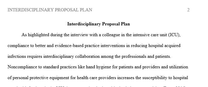 Create a 2-4 page plan proposal for an interprofessional team to collaborate and work toward driving improvements in the organizational issue