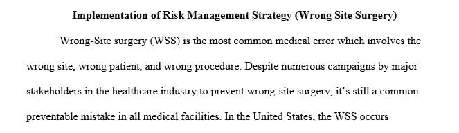 Create an educational program that supports the implementation of risk management strategies in a health care organization.