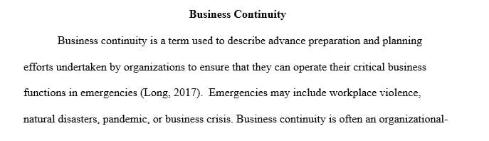 Define and describe business continuity.