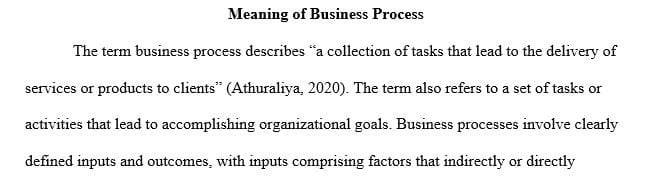 Discuss some key terms in business. Define what a business process is