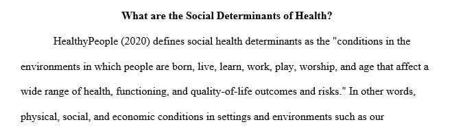 Explain how social determinants of health contribute to the development of disease.