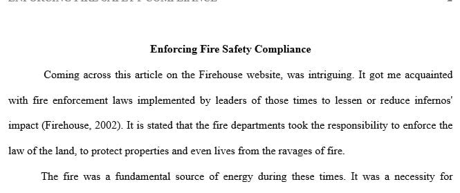 Find an article on Enforcing Fire Safety Compliance. 