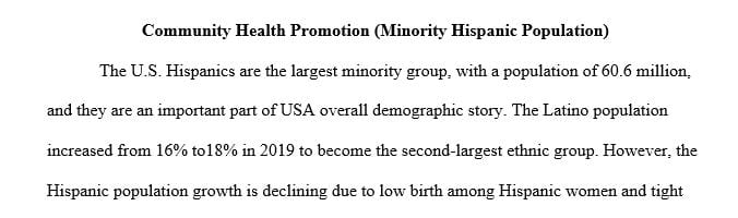 Focus on health promotion for a population of your choosing