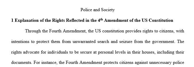Identify and explain the rights reflected in the Fourth Amendment to the United States Constitution.