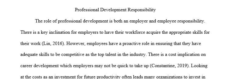 Is professional development the responsibility of the employer or the employee