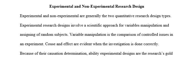 Provide examples of experimental and non-experimental research design.