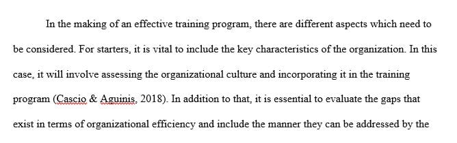 Your boss has asked you to design an effective training program. 