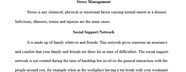 Provide a brief summary of at least 5 support networks you could use to promote stress management you can list the 5 support networks