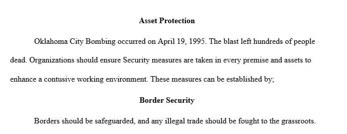 Research a case study on the 1995 Oklahoma City bombing and address the following questions regarding the protection of assets.